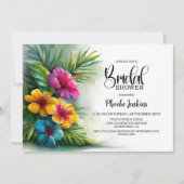 Tropical Hibiscus Bridal Shower 招待状 (正面)