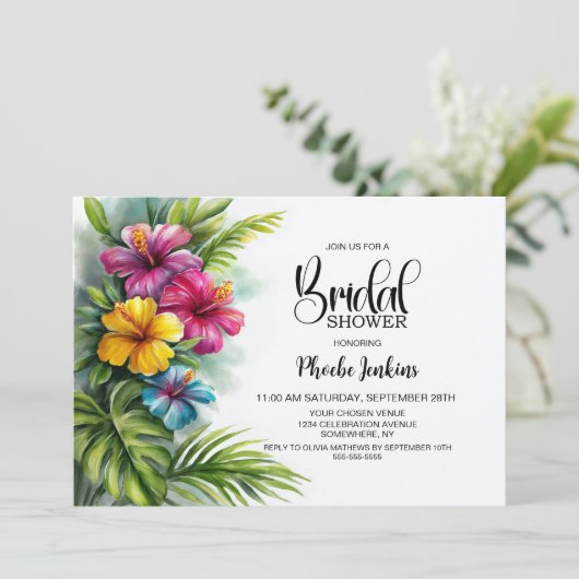 Tropical Hibiscus Bridal Shower 招待状 (スタンド正面)