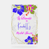 Tropical Hibiscus Bridal Shower Welcome アクリルサイン (正面)