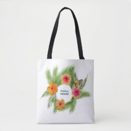 Tropical Hibiscus Floral Wreath Tote Bag トートバッグ