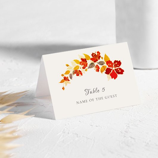 Tropical Hibiscus Florals Wedding Place Card テーブルナンバー