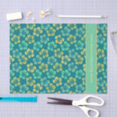 Tropical Hibiscus Flower Pattern Custom Text 薄葉紙 (クラフト)