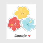 Tropical Hibiscus Flower Trio – Red, Yellow & Blue シール (シート)