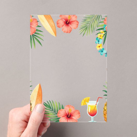 Tropical Hibiscus Frame Aloha Vibes アクリル招待状 (インサイチュ (ポータブル))