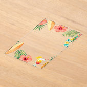Tropical Hibiscus Frame Aloha Vibes アクリル招待状 (レイダウン)