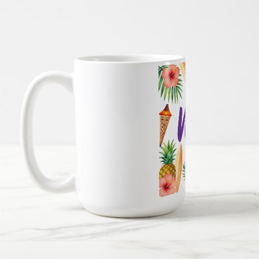 Tropical Hibiscus Frame Aloha Vibes コーヒーマグカップ (左)