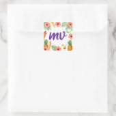 Tropical Hibiscus Frame Aloha Vibes スクエアシール (バッグ)