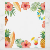 Tropical Hibiscus Frame Aloha Vibes ワインラベル (シングルラベル)
