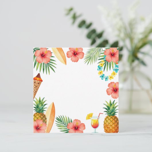 Tropical Hibiscus Frame Aloha Vibes 招待状 (スタンド正面)