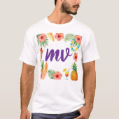 Tropical Hibiscus Frame Aloha Vibes Tシャツ (正面)
