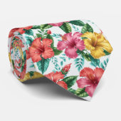 Tropical Hibiscus Garden Floral Pattern ネクタイ (ロール)