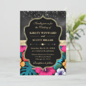 Tropical Hibiscus Glitter Wedding 招待状 (スタンド正面)