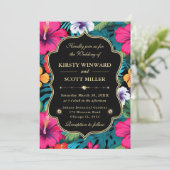 Tropical Hibiscus Gold Wedding 招待状 (スタンド正面)