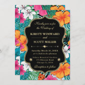 Tropical Hibiscus Gold Wedding 招待状 (正面/裏面)