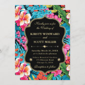 Tropical Hibiscus Gold Wedding 招待状 (正面/裏面)
