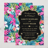 Tropical Hibiscus Gold Wedding 招待状 (正面/裏面)