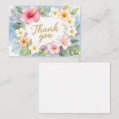 Tropical Hibiscus Hawaiian Thank You Card エンクロージャーカード (正面/裏面)