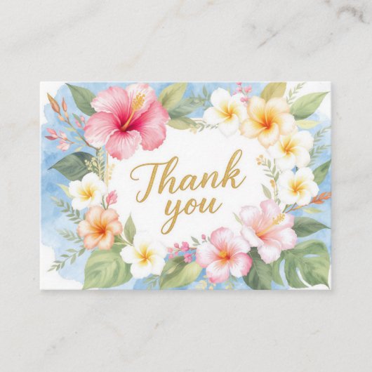 Tropical Hibiscus Hawaiian Thank You Card エンクロージャーカード (正面)