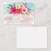 Tropical Hibiscus Hawaiian Thank You Card エンクロージャーカード (正面/裏面)