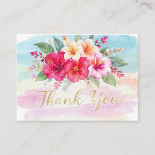 Tropical Hibiscus Hawaiian Thank You Card エンクロージャーカード (正面)