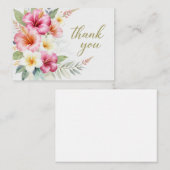 Tropical Hibiscus Hawaiian Thank You Card エンクロージャーカード (正面/裏面)