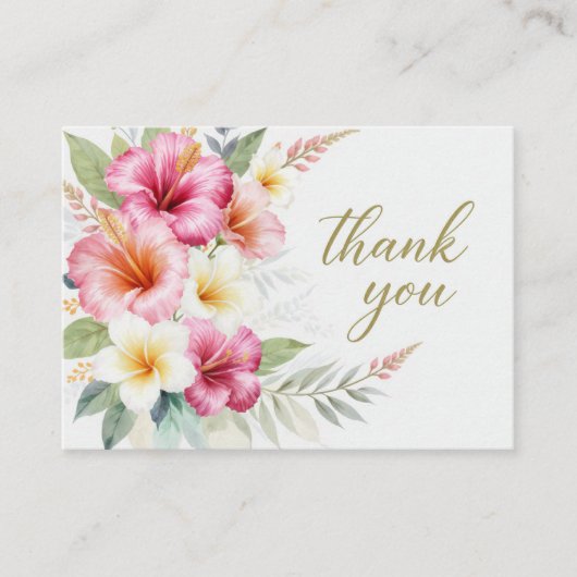 Tropical Hibiscus Hawaiian Thank You Card エンクロージャーカード (正面)
