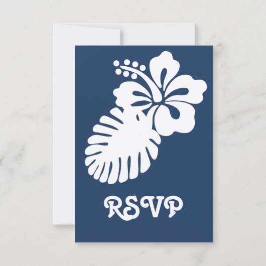 Tropical Hibiscus in Navy RSVPカード (正面)