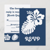 Tropical Hibiscus in Navy RSVPカード (正面/裏面)