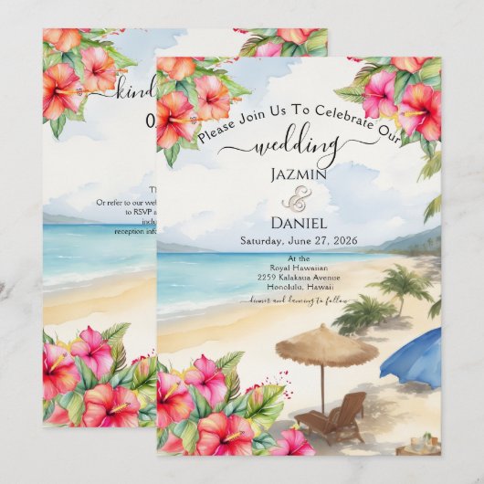 Tropical Hibiscus Island 招待状 (正面/裏面)