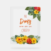 Tropical Hibiscus Luau Open Bar Acrylic Sign アクリルサイン (正面)