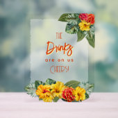 Tropical Hibiscus Luau Open Bar Acrylic Sign アクリルサイン (ニュートラル)