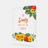 Tropical Hibiscus Luau Open Bar Acrylic Sign アクリルサイン (傾斜)