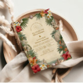 Tropical Hibiscus Seashell Wedding 招待状