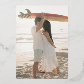 Tropical Hibiscus Wavy Border Vibrant Wedding 箔招待状 (裏面)