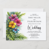 Tropical Hibiscus Wedding 招待状 (正面)