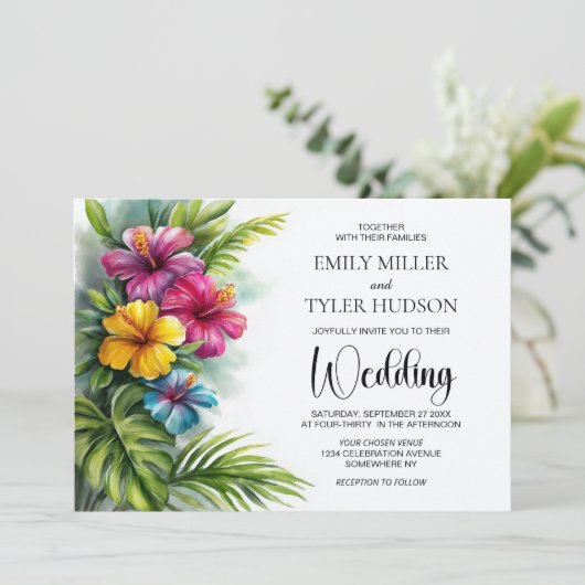 Tropical Hibiscus Wedding 招待状 (スタンド正面)