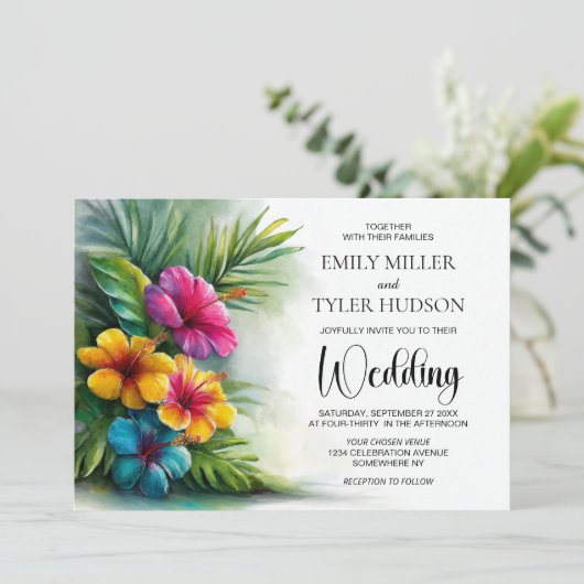 Tropical Hibiscus Wedding 招待状 (スタンド正面)