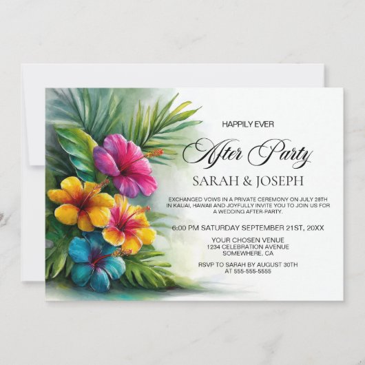Tropical Hibiscus Wedding After Party 招待状 (正面)