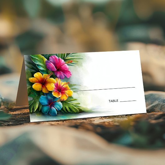 Tropical Hibiscus Wedding Place Card プレイスカード