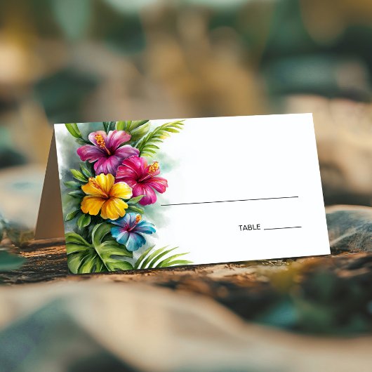 Tropical Hibiscus Wedding Place Card プレイスカード
