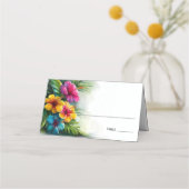 Tropical Hibiscus Wedding Place Card プレイスカード (正面)