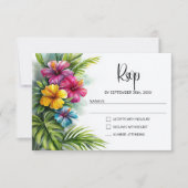 Tropical Hibiscus Wedding RSVP (正面)
