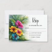 Tropical Hibiscus Wedding RSVP (正面)