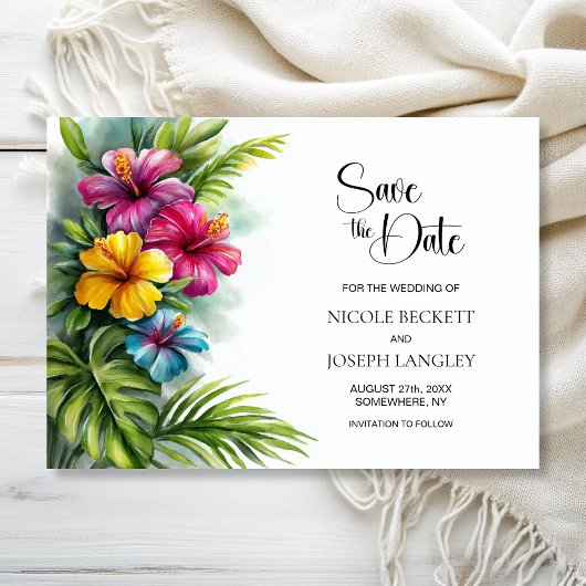 Tropical Hibiscus Wedding Save the Date セーブザデート