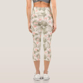 Tropical Hisbiscus Palm Tree Pattern カプリレギンス (裏面)
