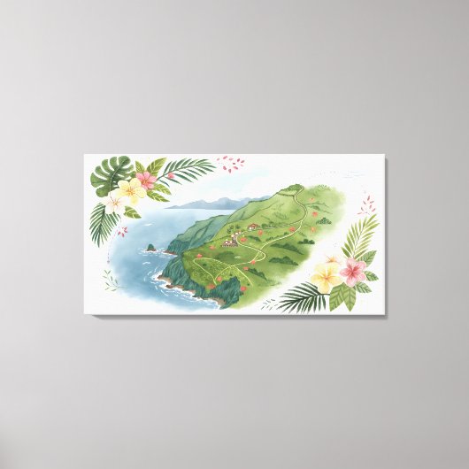 Tropical Honeymoon Trail Map Art Print キャンバスプリント (正面)