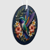 Tropical Hummingbird Ornament – Colorful Floral オーナメント (正面)