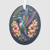 Tropical Hummingbird Ornament – Colorful Floral オーナメント (正面)