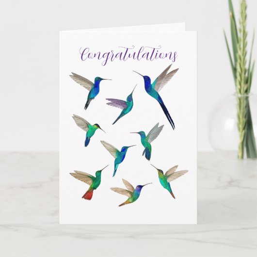 Tropical Hummingbirds Congratulations Card カード (正面)