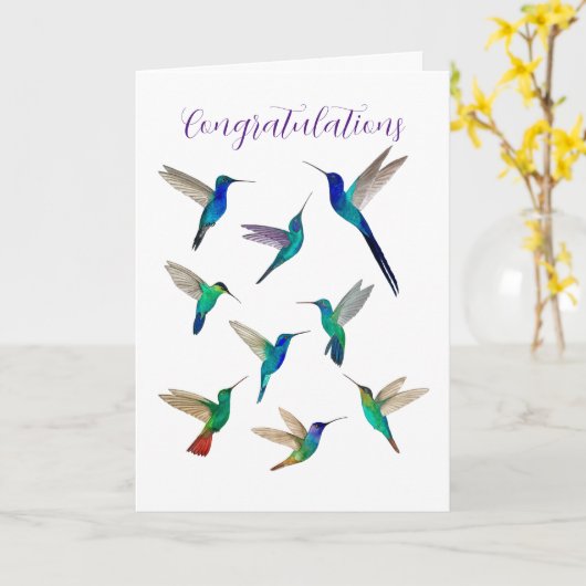 Tropical Hummingbirds Congratulations  Card カード (黄色い花)
